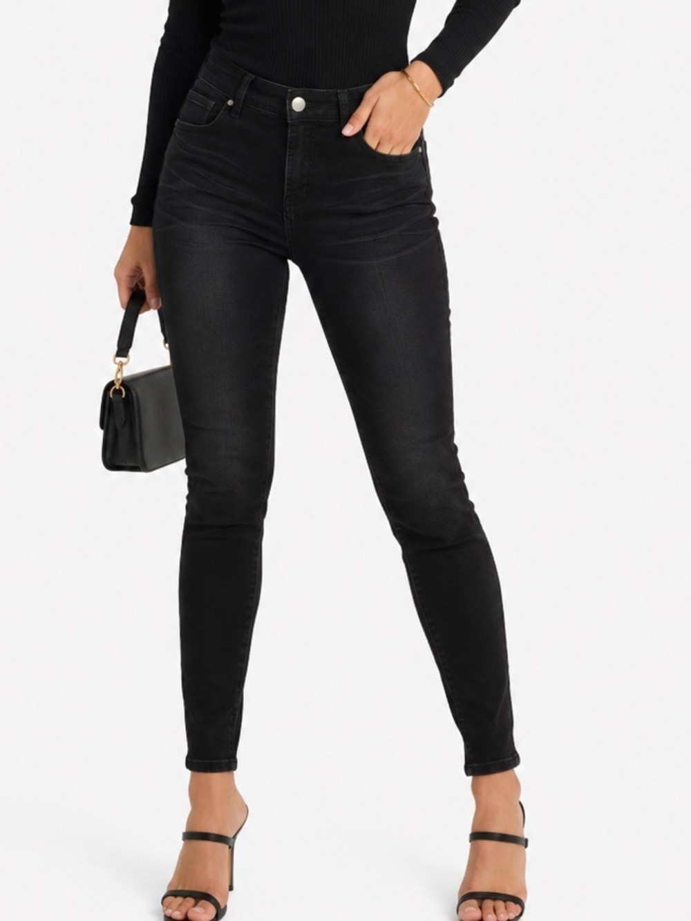 RW&Co. Skinny Leg Jeans Size 29 Black Faded Casual Grunge Everyday Chic